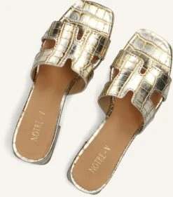 Notre-v Damen Mules AS-16621 - Goldfarbenes Leder in Kroko-Optik 10 Notre-v Damen Mules AS-16621 - Goldfarbenes Leder in Kroko-Optik -Teveo Geschaft 310315 5