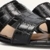 Notre-V Mules AS-16621 - Elegante Schwarze Leder-Pantoletten mit Kroko-Prägung -Teveo Geschaft 310318 1