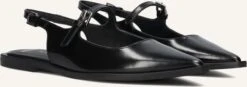 Bronx Laur-ynn Schwarze Leder-Slingbacks mit Spitzer Kappe