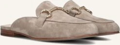 Notre-V 4015 Beige Suede Slippers with Buckle Detail