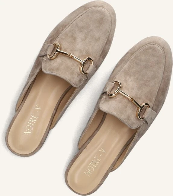 Notre-V 4015 Beige Suede Slippers with Buckle Detail 6 Notre-V 4015 Beige Suede Slippers with Buckle Detail – Bild 4