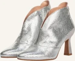 Floris van Bommel Silberne Damen Ankle Boots SFW-50070 mit Schlangenmuster