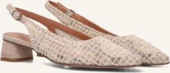 Stefano Lauran Beige Slingbacks D24059 mit 4cm Blockabsatz