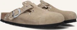 Birkenstock Boston Rivet Taupe Suede Slippers