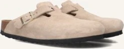 Birkenstock Boston BS - Women's Beige Suede Slipper Clogs