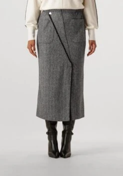 Caroline Biss Minirock 4721 - Grauer Rock mit Fischgrät-Muster