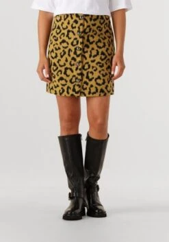 Amaya Amsterdam Hayley Minirock in Ocker mit Animal-Print