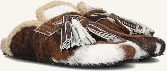 Toral Ariana Damen Slipper - Braunes Ponyfell mit Tier-Aufdruck 3 Toral Ariana Damen Slipper - Braunes Ponyfell mit Tier-Aufdruck