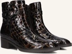 Gabor 511 Damen Stiefeletten aus edlem Lackleder in Braun mit Kroko-Optik