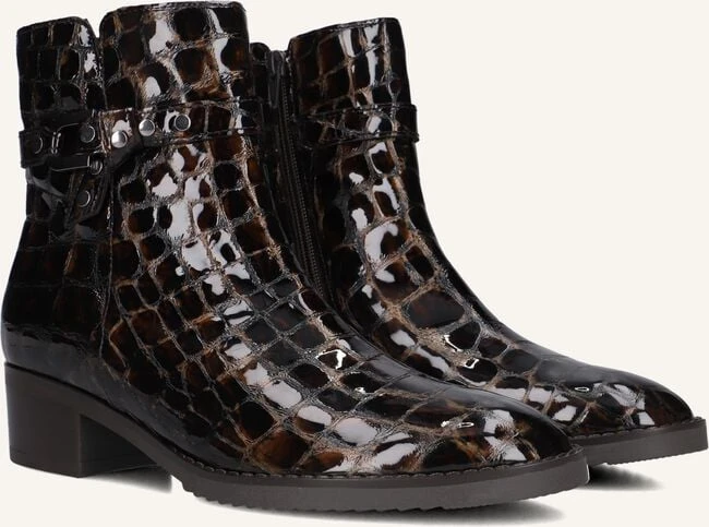 Gabor 511 Damen Stiefeletten aus edlem Lackleder in Braun mit Kroko-Optik 3 Gabor 511 Damen Stiefeletten aus edlem Lackleder in Braun mit Kroko-Optik
