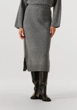 Mos Mosh Mmbryndis Knit Skirt - Grauer Midi-Strickrock aus 100% Wolle