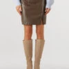Ydence Skirt Lilo - Taupe Faux Leather Mini Skirt -Teveo Geschaft 325122 1