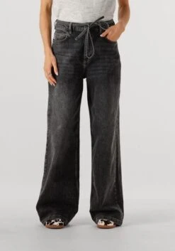 Modström Isoldemd Solid Pants - High-Waisted Wide Leg Jeans in Dark Grey