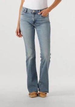 7 For All Mankind Damen Bootcut Tailorless Fancy Jeans in Blau mit Raw Cut
