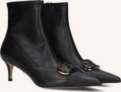 Twinset Milano 252TCP034 Leder-Stiefeletten mit Pfennigabsatz in Schwarz