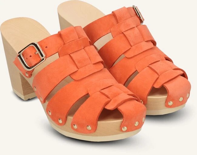 Jan Jansen Woodie Be Good - Orangene Wildleder Peeptoe Clogs 3 Jan Jansen Woodie Be Good - Orangene Wildleder Peeptoe Clogs