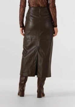 Co'couture Gitt Floor Skirt - Brown Leather-Look Midi Skirt -Teveo Geschaft 328552 2