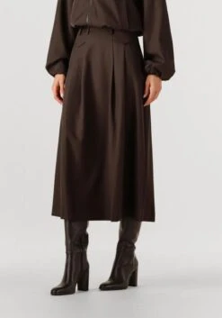 Co'couture Luna Pocket Pleat Skirt - Eleganter Maxirock in Braun
