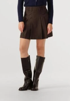 Co'couture Luna Pocket Pleat Mini Skirt - Brauner A-Linien Minirock