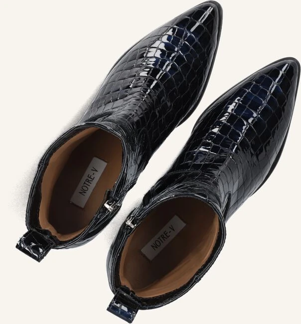 Notre-v Damen Stiefeletten 63231 - Blaues Lackleder mit Blockabsatz 6 Notre-v Damen Stiefeletten 63231 - Blaues Lackleder mit Blockabsatz – Bild 4