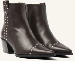 Via Vai Kate Brandy Braune Leder-Stiefeletten mit Blockabsatz