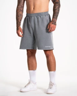 Acid Grey Acid-Washed Cotton Streetwear Shorts
