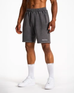 Acid Wash Shorts Herren Schwarz – Lässige Baumwoll-Shorts mit Reißverschlusstaschen