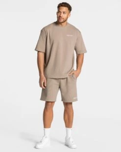 Acid Wash Herren Shorts Mokka - Premium Baumwolle mit Reißverschlusstaschen 9 Acid Wash Herren Shorts Mokka - Premium Baumwolle mit Reißverschlusstaschen -Teveo Geschaft Acid Oversized T Shirt Mocha 3009 1