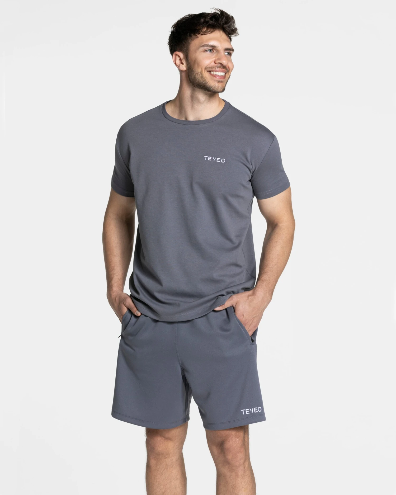 Men's Graphite Fitted T-Shirt - Slim Fit Cotton Blend Basic 3 Men's Graphite Fitted T-Shirt - Slim Fit Cotton Blend Basic