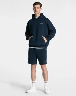 Arrival Hoodie Dunkelblau - Stylischer Oversized Kapuzenpullover für Gym & Alltag -Teveo Geschaft Arrival Hoodie Dunkelblau 6433