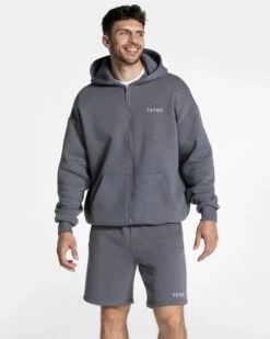 Arrival Oversized Zip Hoodie in Graphit – Premium Herren Sweatjacke