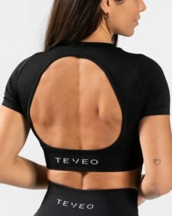 TEVEO Everyday Cut Out T-Shirt Schwarz - Rückenfreies Damen Sportoberteil -Teveo Geschaft Everyday Cut Out T Shirt schwarz 5656