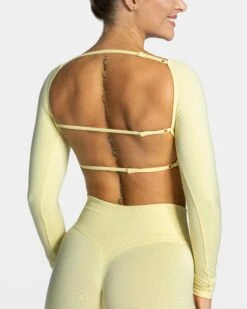 TEVEO Femme Backless Longsleeve Gelb - Rückenfreies Damen Fitness Crop Top 10 TEVEO Femme Backless Longsleeve Gelb - Rückenfreies Damen Fitness Crop Top -Teveo Geschaft Femme Backless Longsleeve Gelb 4459