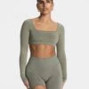 TEVEO Femme Backless Longsleeve - Khaki -Teveo Geschaft Femme Backless Longsleeve Khaki 7474