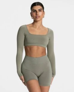 TEVEO Femme Backless Longsleeve - Khaki