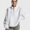 Femme Half Zip Sweater "Weiß" -Teveo Geschaft Femme Half Zip Weiss 8653 Kopie