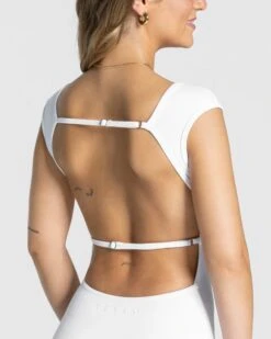 Weißer Femme Backless Short Jumpsuit mit offenem Rücken 11 Weißer Femme Backless Short Jumpsuit mit offenem Rücken -Teveo Geschaft Femme Jumpsuit kurz Weiss 8441