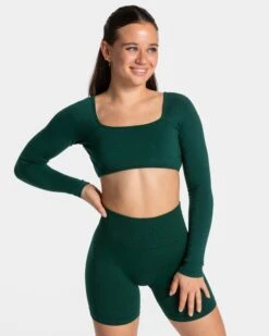 TEVEO Femme Backless Longsleeve - Dunkelgrün