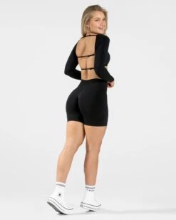 TEVEO Femme Backless Longsleeve - Schwarz -Teveo Geschaft Femme Sculpt Scrunch Short Schwarz 2955