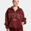 Femme Half Zip Sweater "Weinrot" 2 Femme Half Zip Sweater "Weinrot" -Teveo Geschaft Femme Sweater burgundy 6526