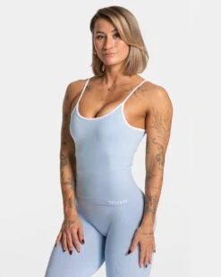 Women's Longline Fitness Cami Top with Built-in Bra - Baby Blue