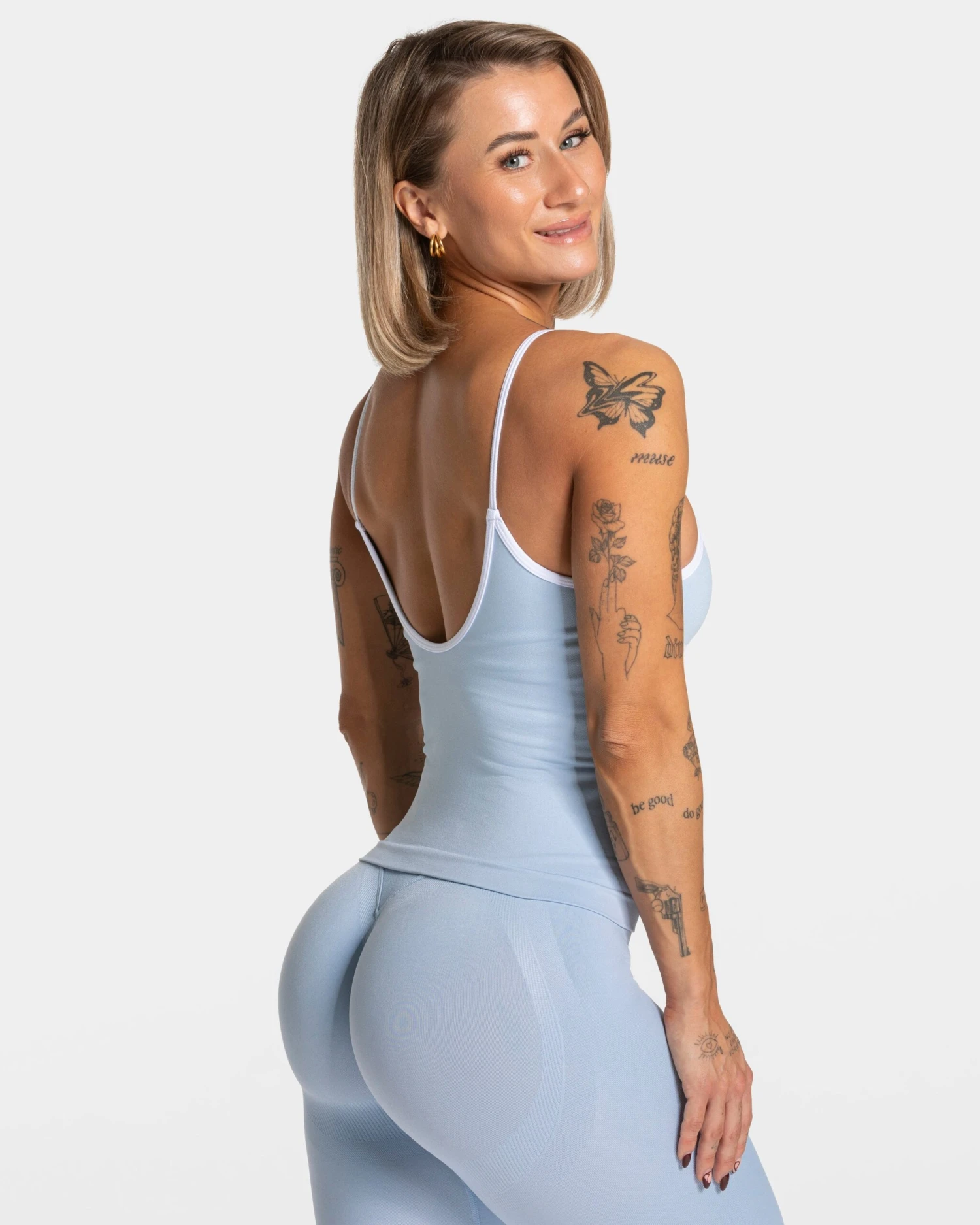 Women's Longline Fitness Cami Top with Built-in Bra - Baby Blue 4 Women's Longline Fitness Cami Top with Built-in Bra - Baby Blue – Bild 2