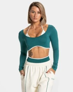 Ignite Longsleeve Petrol - 2-in-1 Performance Top with Integrated Bra