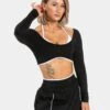 Women's Longsleeve Gym Top with Integrated Bra - Ignite Black -Teveo Geschaft Ignite Longsleeve schwarz 1687