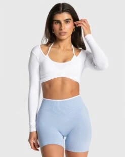 Ignite Longsleeve Weiß - 2-in-1 Sportoberteil mit Push-Effekt