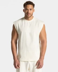 Ignite Oversized Tank Off White - Premium Men's Gym Top