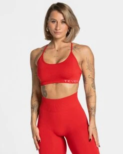 TEVEO Pure Sport BH Rot - Stilvoller Halt mit Rücken-Schnürung