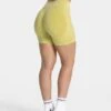 TEVEO Signature Scrunch Shorts "Lime" | High Waist Fitness Shorts