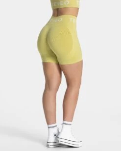TEVEO Signature Scrunch Shorts "Lime" | High Waist Fitness Shorts