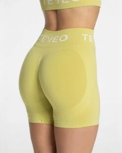 TEVEO Signature Scrunch Shorts "Lime" | High Waist Fitness Shorts -Teveo Geschaft Signature Scrunch Short Lime 0036new